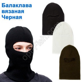Балаклава-феска вязаная черная (с прорезью для глаз)
