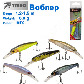 Воблер Ttebo M-TG65M (1,2-1,5m) 6g MIX