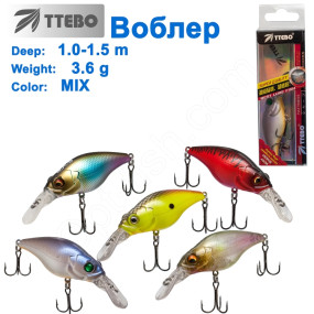 Воблер Ttebo C-AK60 (1-1,5m) 3,6g MIX