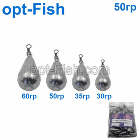 Груз капля с вертлюгом 50g (25шт)