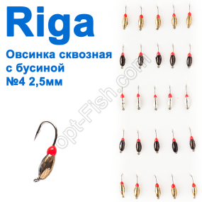 Мормышка вольф. Riga 136024 овсинка сквозная с бусиной 2,5мм (25шт) №4