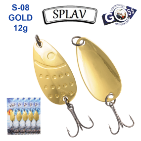 Блешня колебалка Goss Splav S-08 GOLD 12g (5шт) *