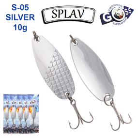 Блесна колебалка Goss Splav S-05 SILVER 10g (5шт) *