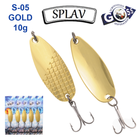 Блешня колебалка Goss Splav S-05 GOLD 10g (5шт) *