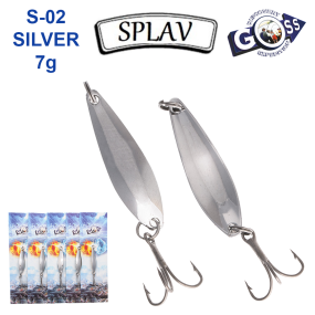 Блесна колебалка Goss Splav S-02 SILVER 7g (5шт) *