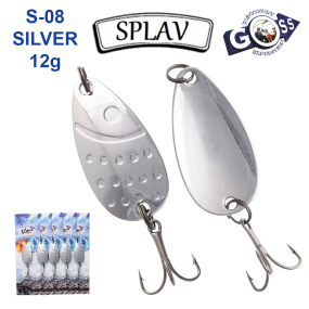 Блешня колебалка Goss Splav S-08 SILVER 12g (5шт) *